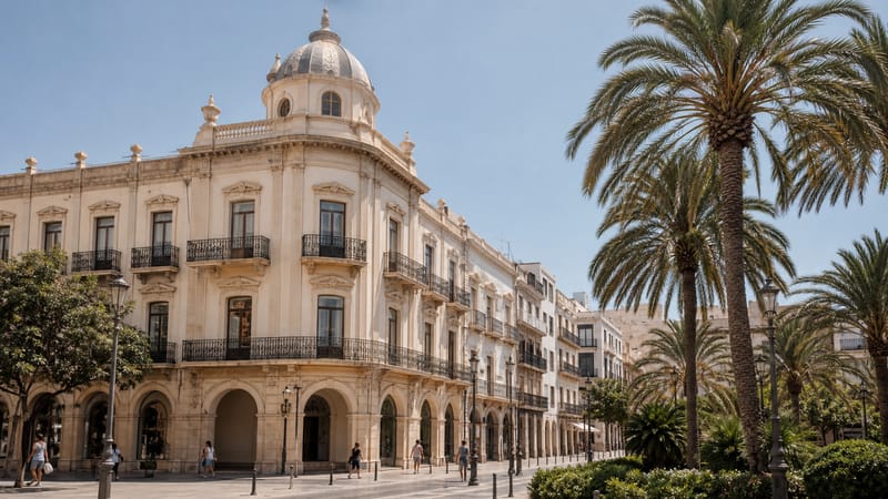 Arquitectura burguesa y palmeras del Paseo de Almería en el siglo XIX