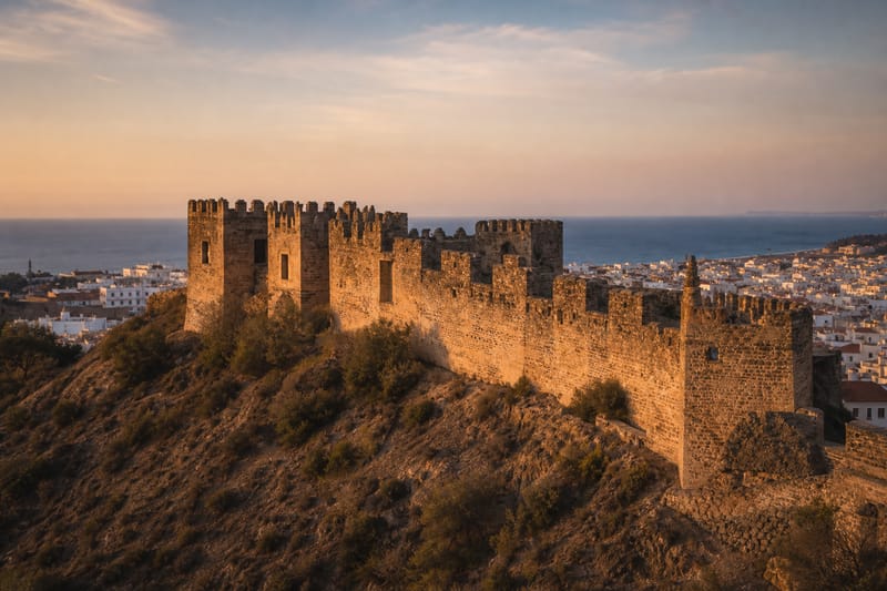 La Alcazaba dorada por la luz del atardecer