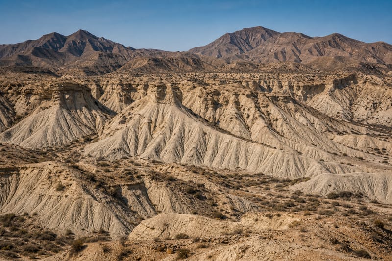 Cárcavas y badlands del desierto de Tabernas